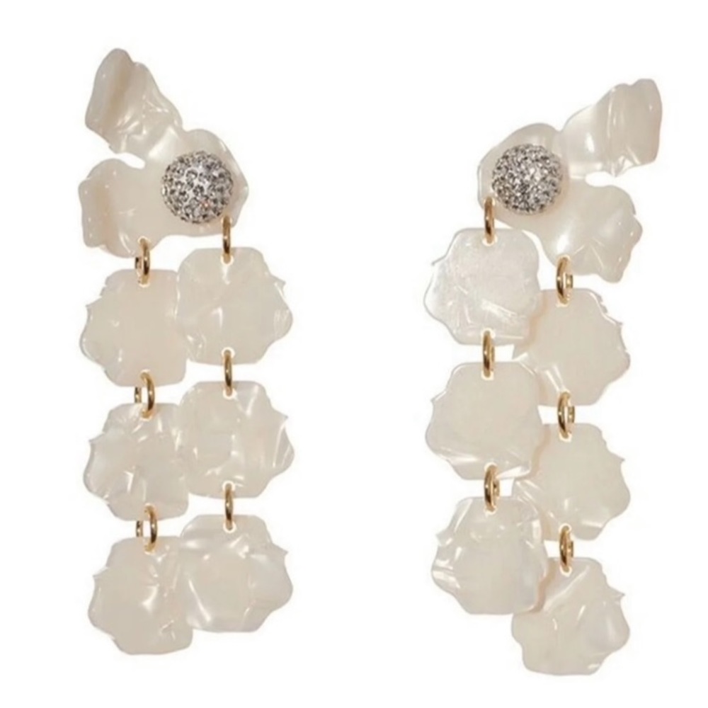LELE SADOUGHI WHITE MOP COLOR PETAL DROP PIERCE EARRINGS!